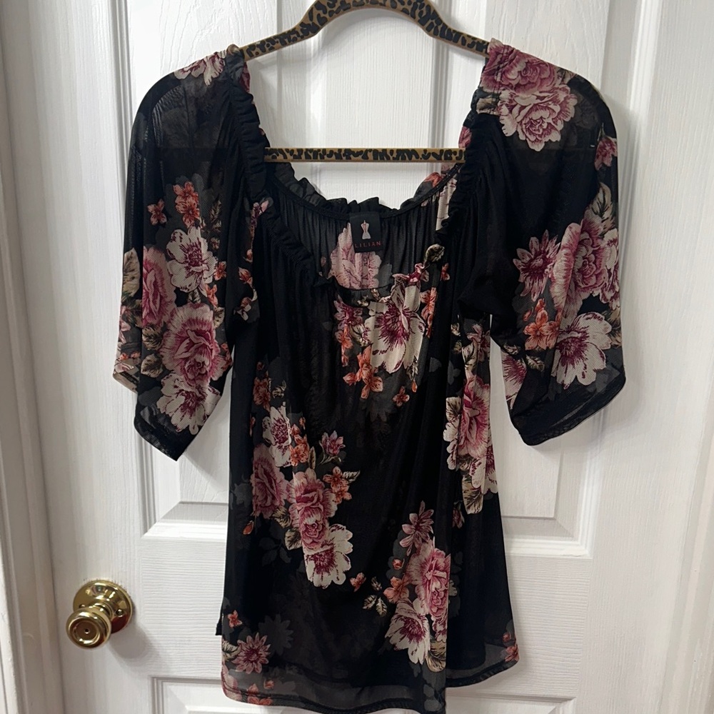 Liliana Black Floral Blouse